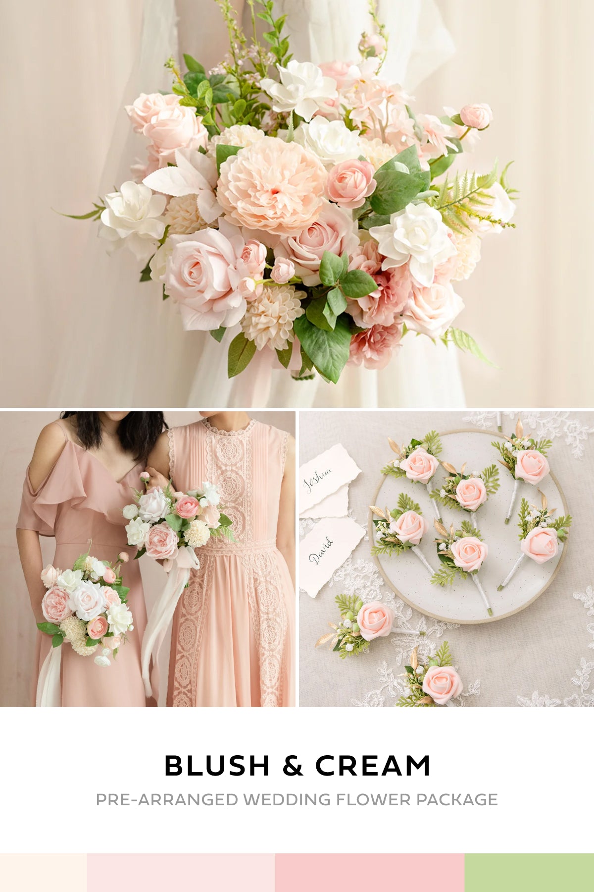 Pre-Arranged Wedding Flower Packages in Blush & Cream