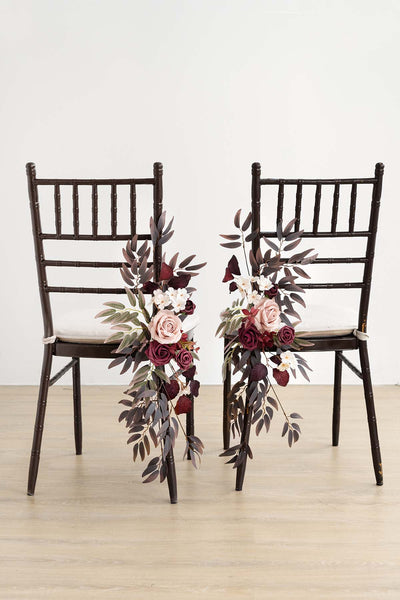 Aisle Chair Decor Set in Burgundy & Dusty Rose