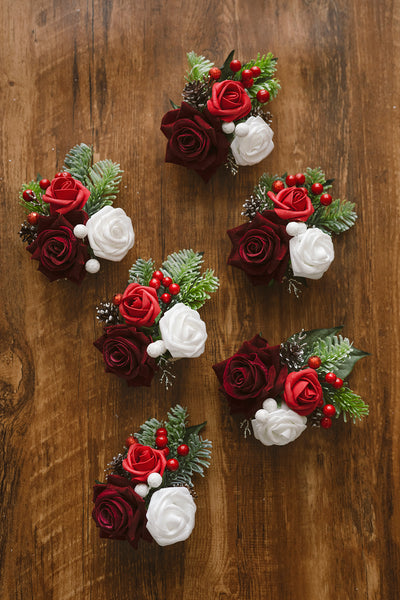 Pre-Arranged Bridal Flower Package in Christmas Red & Sparkle