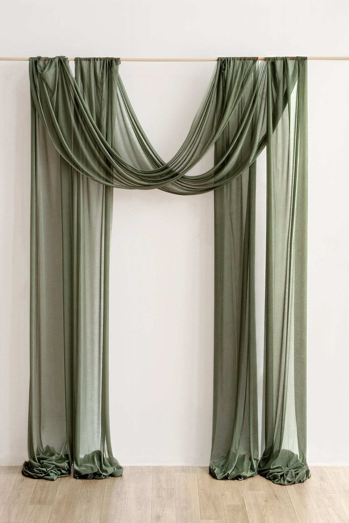 2 Panels Wedding Arch Drapes 10m in Emerald & Tawny Beige | Clearance