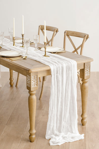 Table Linens in White & Green Colors