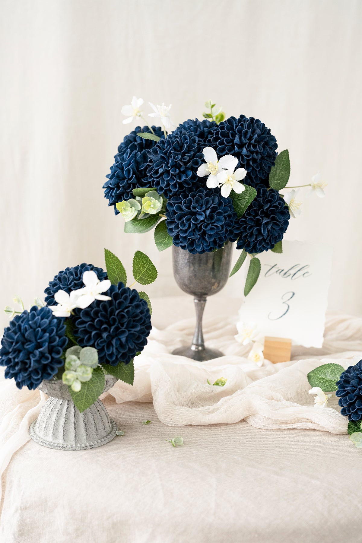 DIY Supporting Flower Boxes in Foam Dahlias - Navy Blue(25pcs) - Image 2
