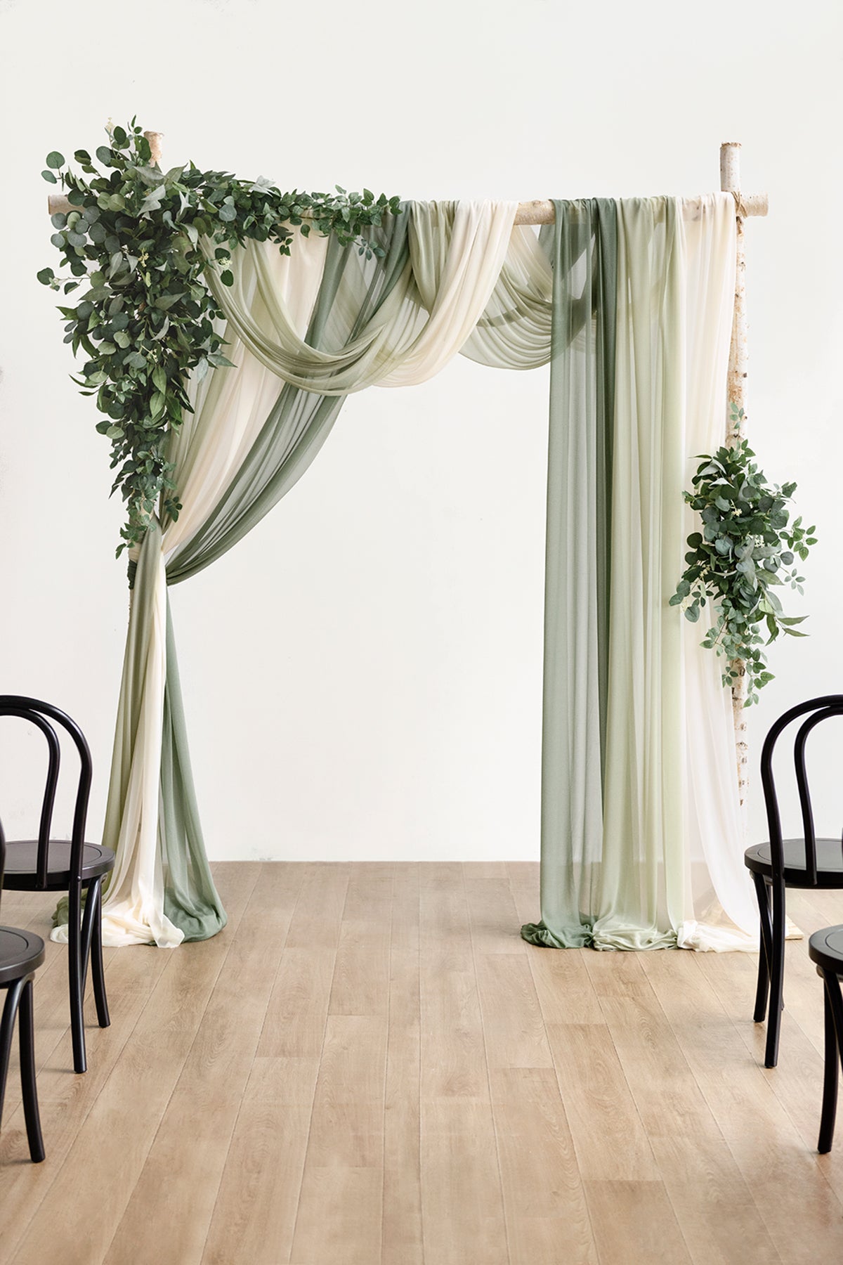 Flower Arch Decor with Drapes in Sage