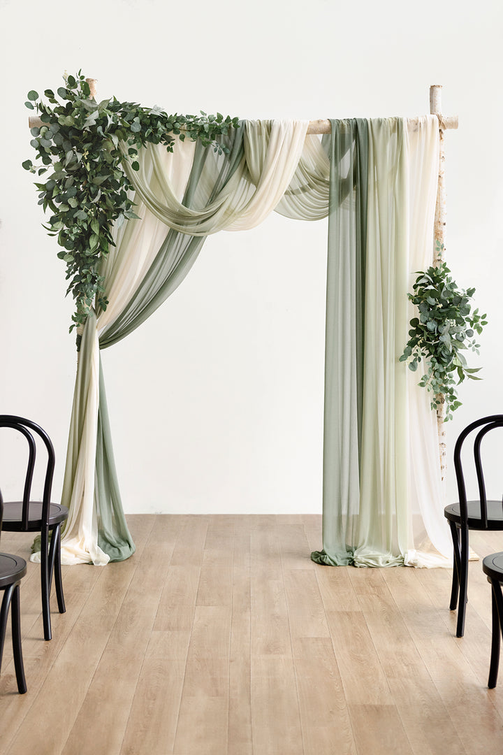 Flower Arch Decor with Drapes in Sage