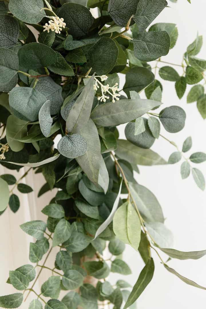 Flower Arch Decor with Drapes in Sage