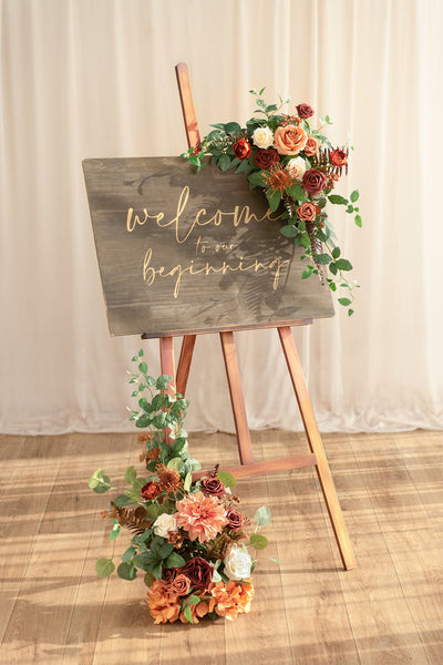 Deluxe Combo Set Flower Sign Decor in Sunset Terracotta | Clearance