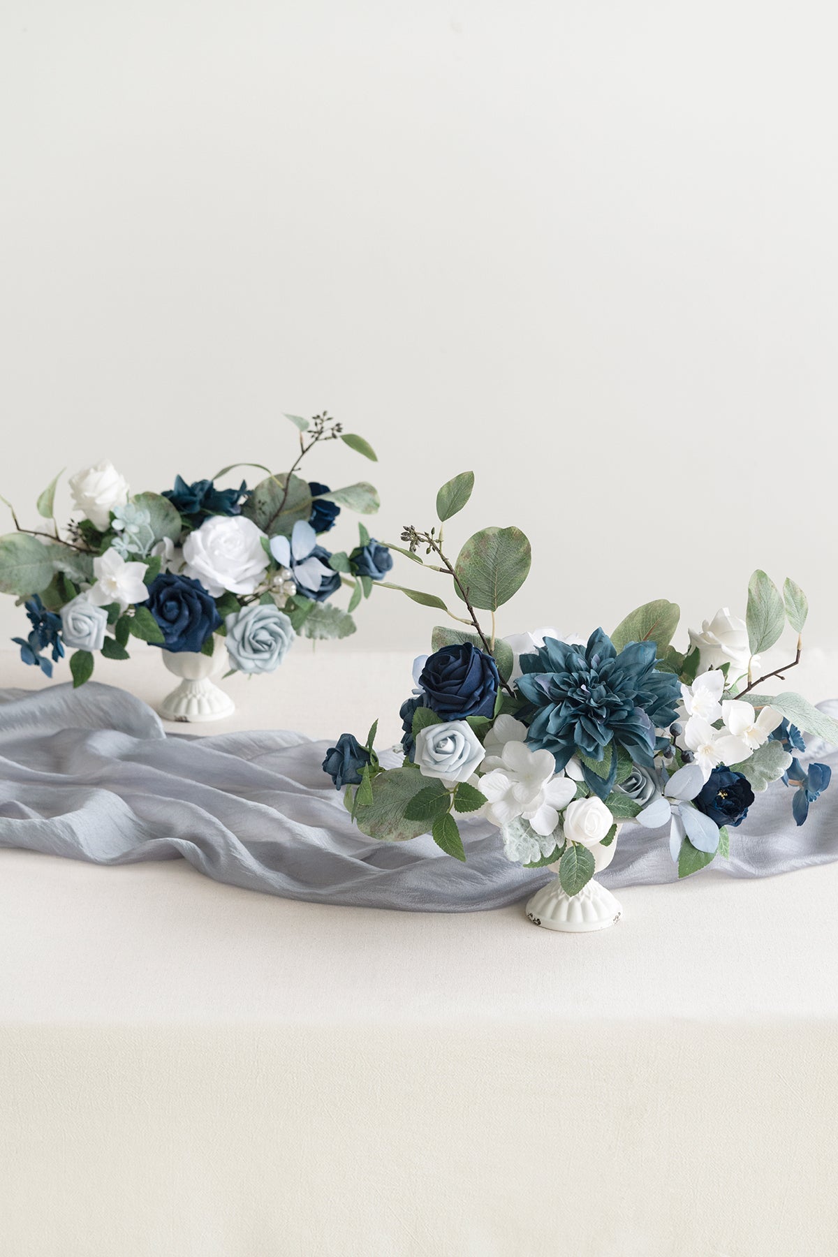 Flash Sale | Large Floral Centerpiece Set in Dusty Blue & Navy
