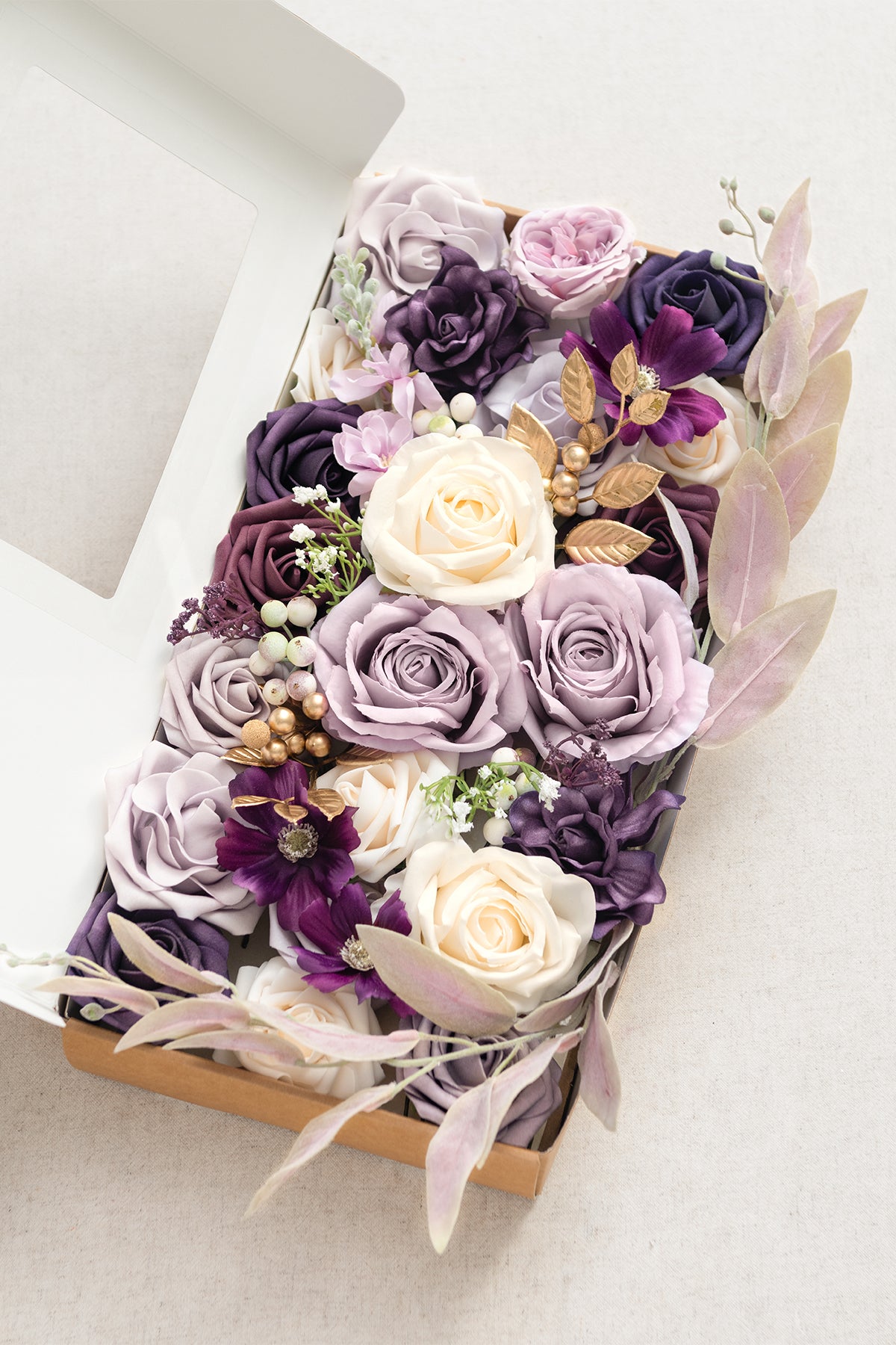 DIY Designer Flower Boxes in Lilac & Gold （Deluxe Box）