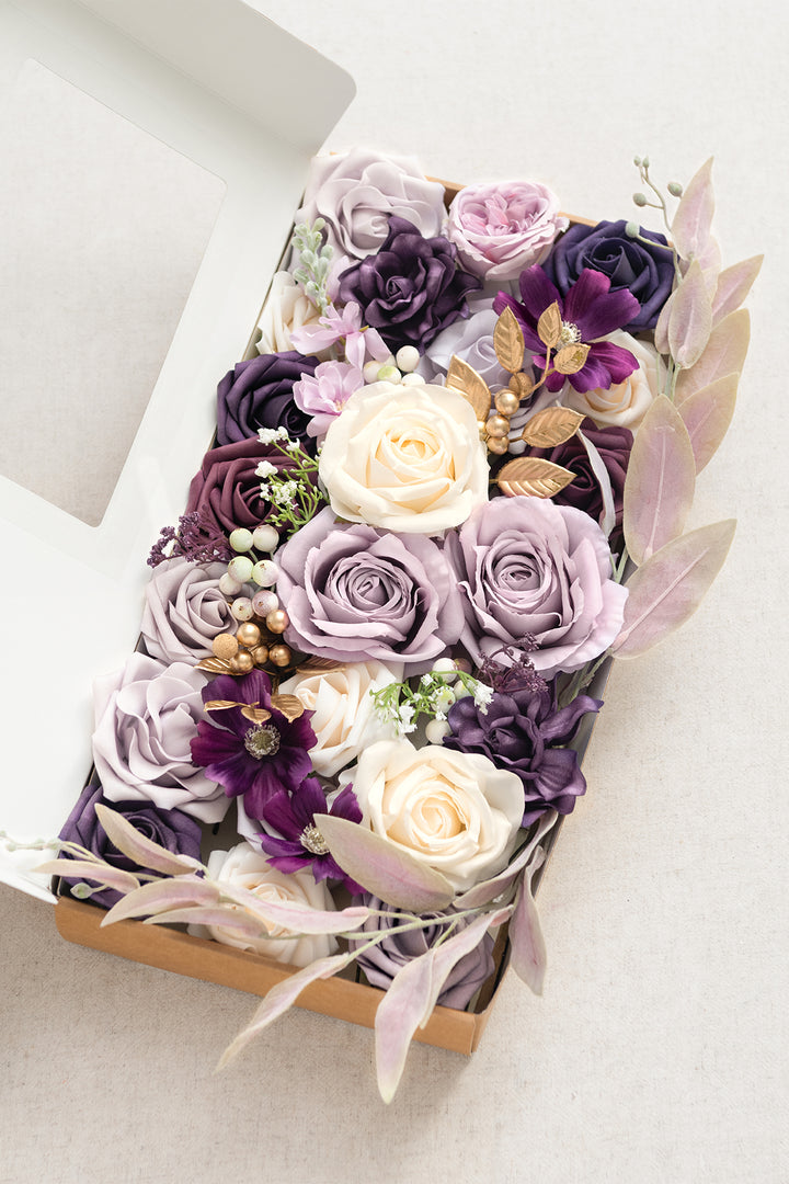 DIY Designer Flower Boxes in Lilac & Gold （Deluxe Box）