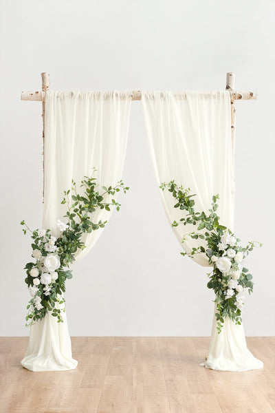 Flash Sale | Flower Arch Decor with Drapes in White & Sage