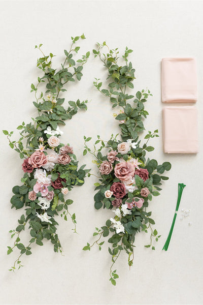 Flash Sale | Flower Arch Decor with Drapes in Dusty Rose & Mauve