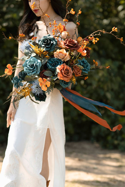 Pre-Arranged Wedding Flower Packages in Dark Teal & Burnt Orange