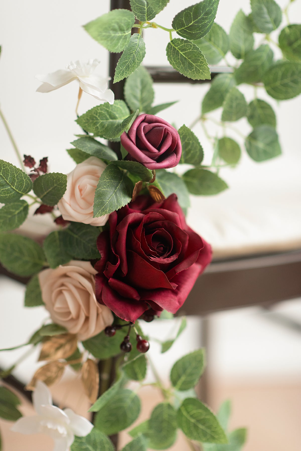 Wedding Aisle Chair Flower Decoration in Romantic Marsala | Clearance