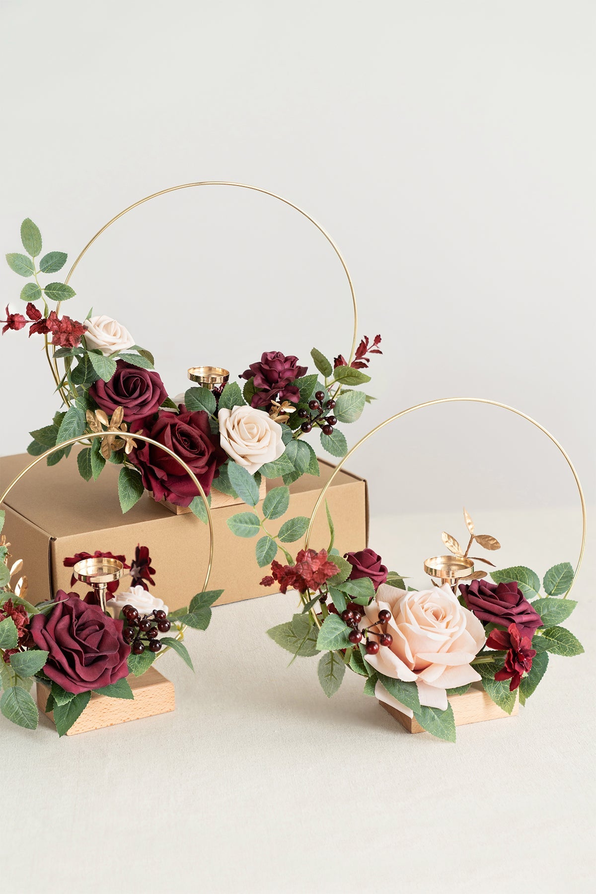 Flash Sale | Wreath Hoop Centerpiece Set in Romantic Marsala