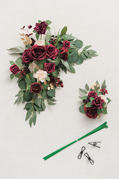 Combo Set Flower Sign Decor in Romantic Marsala
