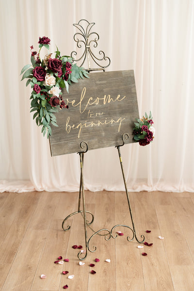 Combo Set Flower Sign Decor in Romantic Marsala