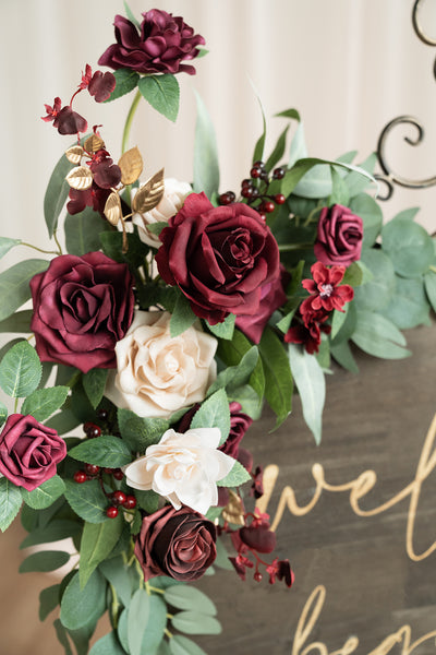 Combo Set Flower Sign Decor in Romantic Marsala