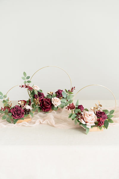 Wreath Hoop Centerpiece Set in Romantic Marsala