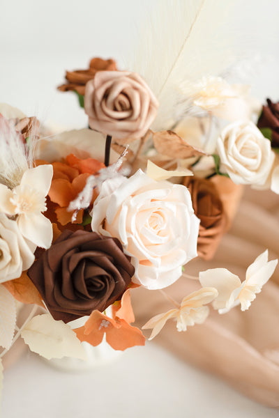Large Floral Centerpiece Set in Rust & Sepia
