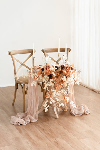Sweetheart Table Floral Swags in Rust & Sepia