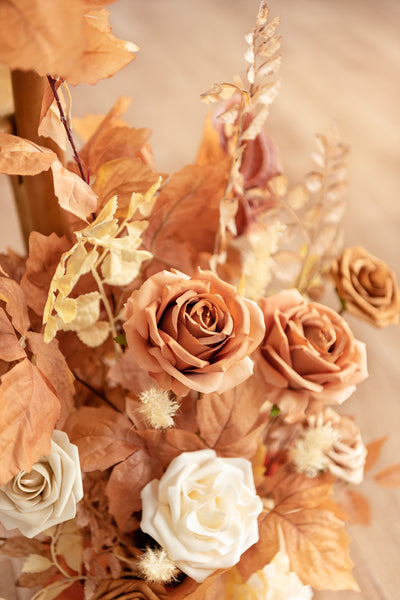 Wedding Aisle Runner Flower Arrangement in Rust & Sepia