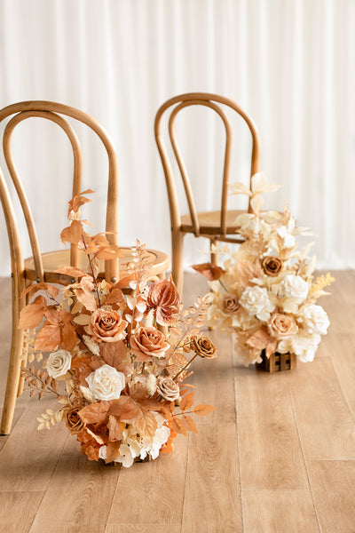 Wedding Aisle Runner Flower Arrangement in Rust & Sepia