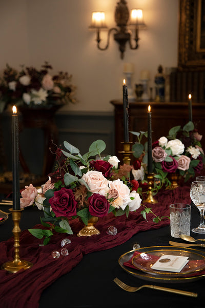 Large Floral Centerpiece Set in Romantic Marsala