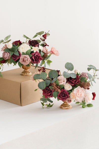 Large Floral Centerpiece Set in Romantic Marsala