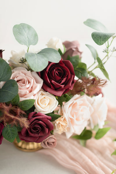 Large Floral Centerpiece Set in Romantic Marsala