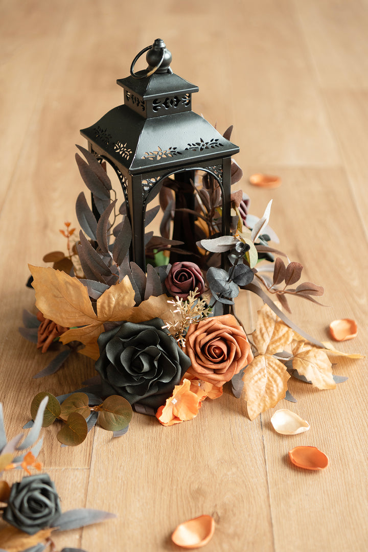 2ft Flower Garlands in Black & Pumpkin Orange