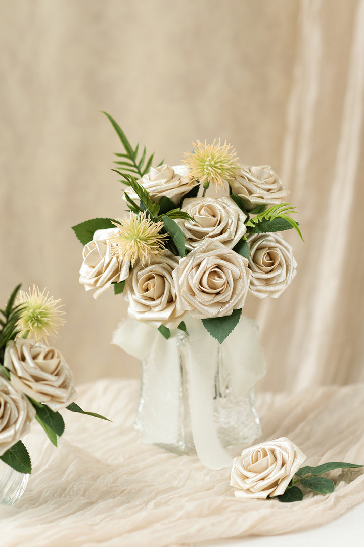DIY Supporting Flower Boxes in Champagne Gold Rose