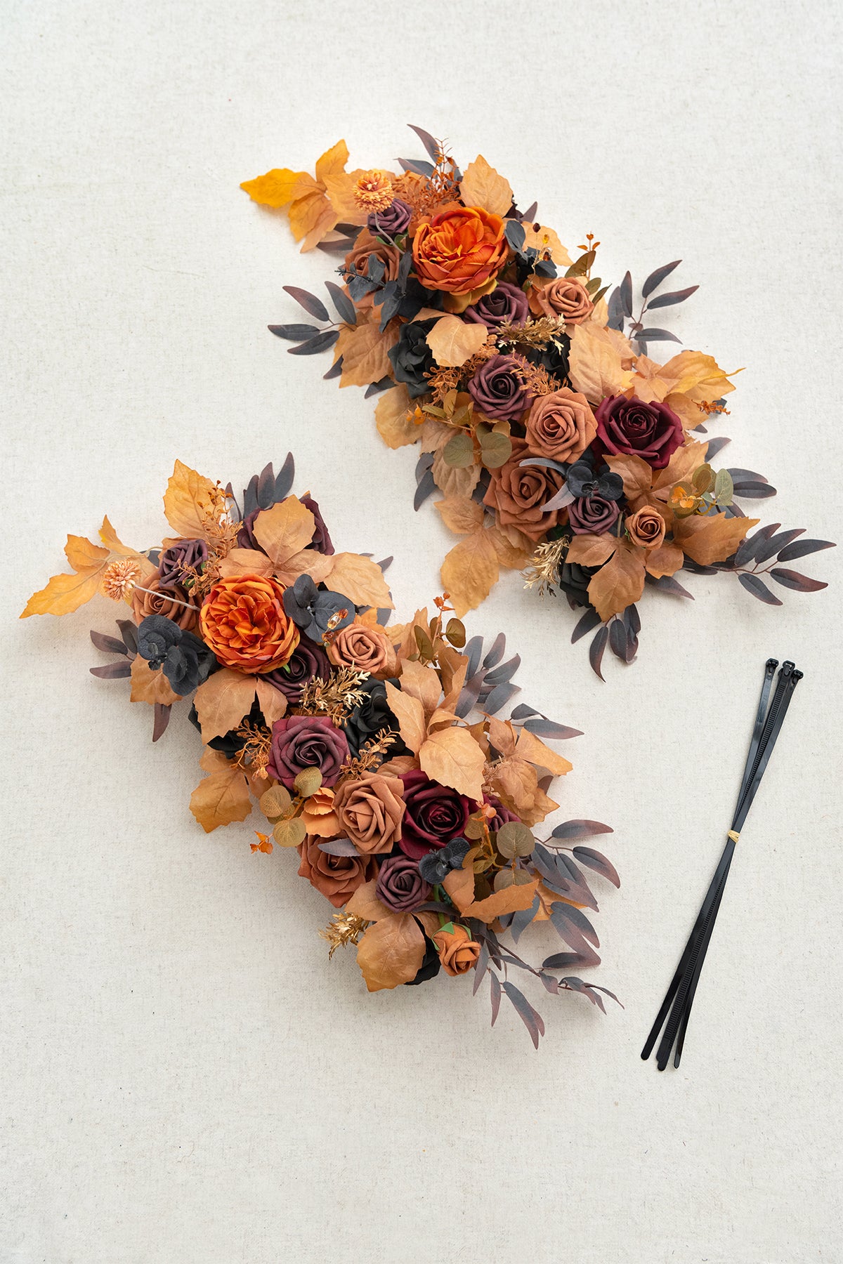 Flower Arrangements for Arch Decor in Black & Pumpkin Orange | Clearance