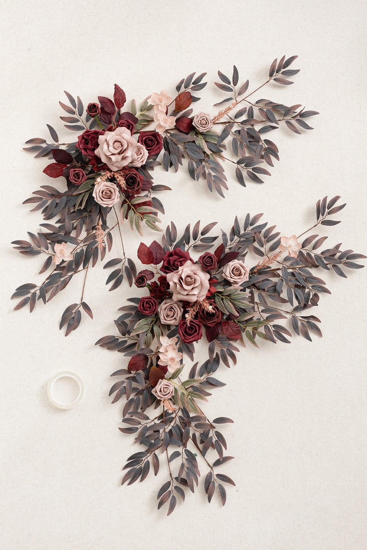 Sweetheart Table Floral Swags in Burgundy & Dusty Rose