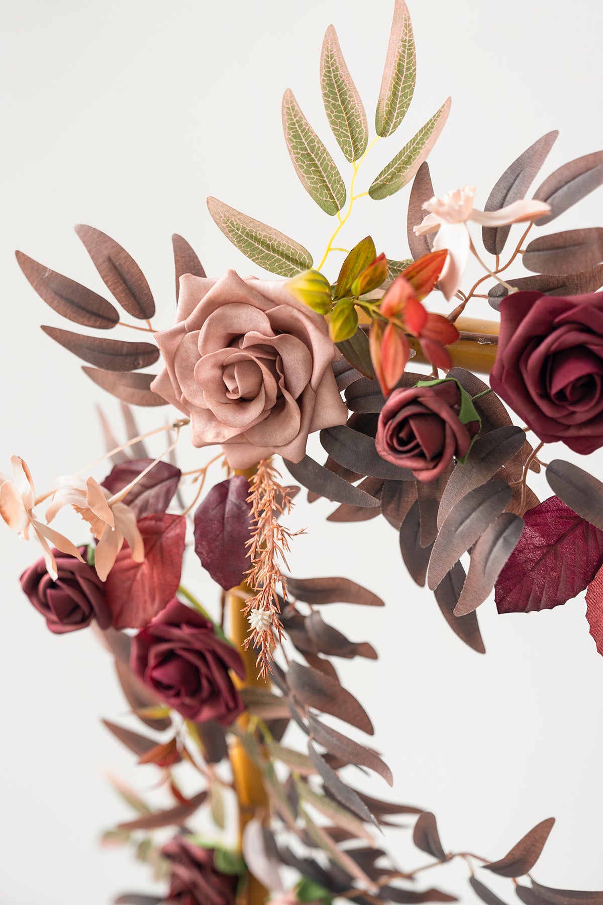 5ft Rose Leaf Flower Garland in Burgundy & Dusty Rose