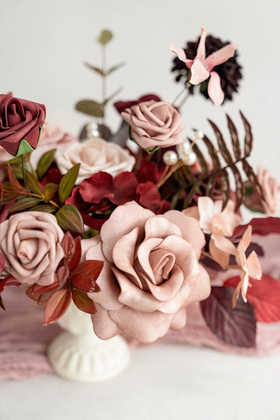 Flash Sale | Large Floral Centerpiece Set in Burgundy & Dusty Rose