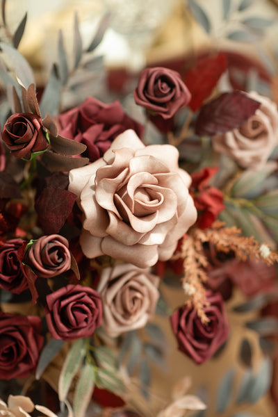 Sweetheart Table Floral Swags in Burgundy & Dusty Rose