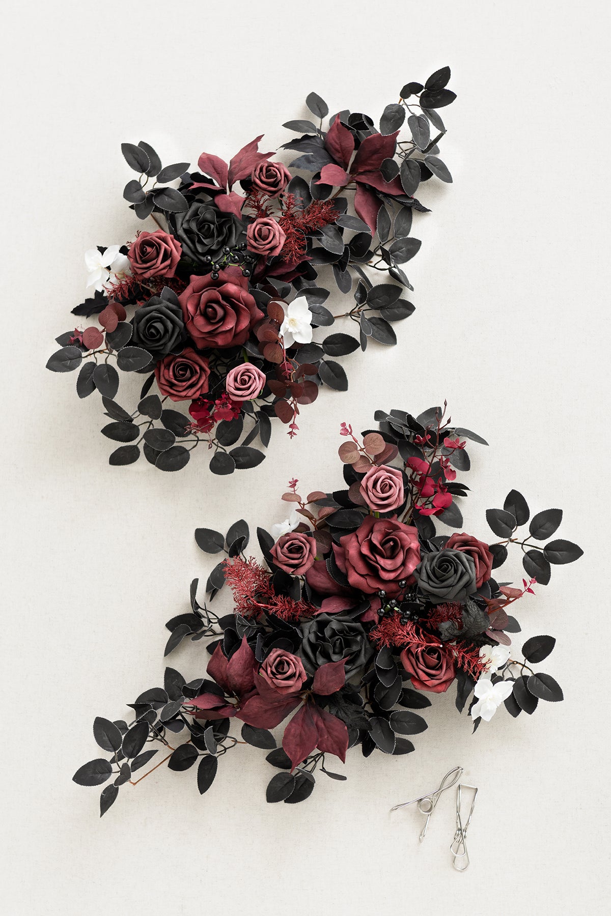 Head Table Floral Swags in Moody Burgundy & Black