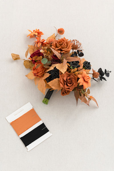 Standard Free-Form Bridal Bouquet in Black & Burnt Orange | Clearance