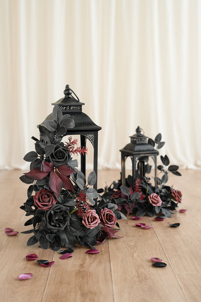 2ft Flower Garlands in Moody Burgundy & Black