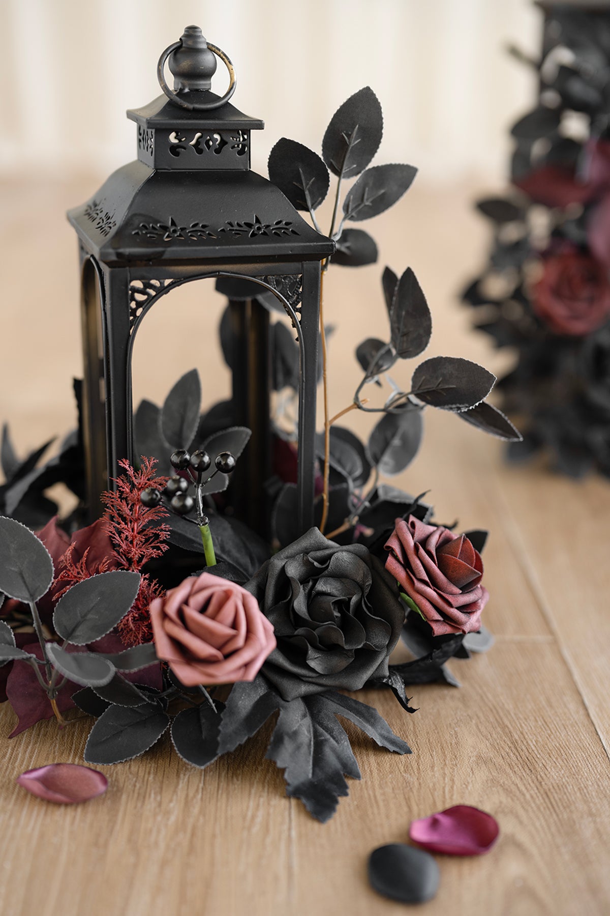 2ft Flower Garlands in Moody Burgundy & Black