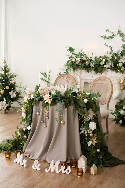 9ft Head Table Flower Garland in Champagne Christmas