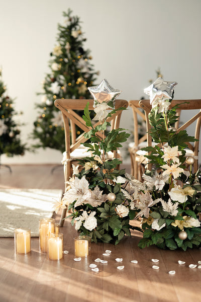 Free-Standing Flower Arrangements in Champagne Christmas