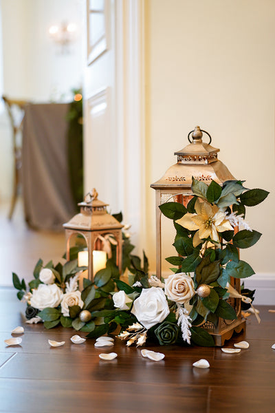 2ft Flower Garlands in Champagne Christmas | Clearance
