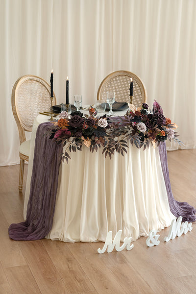 Head Table Floral Swags in Twilight Purple & Harvest Orange