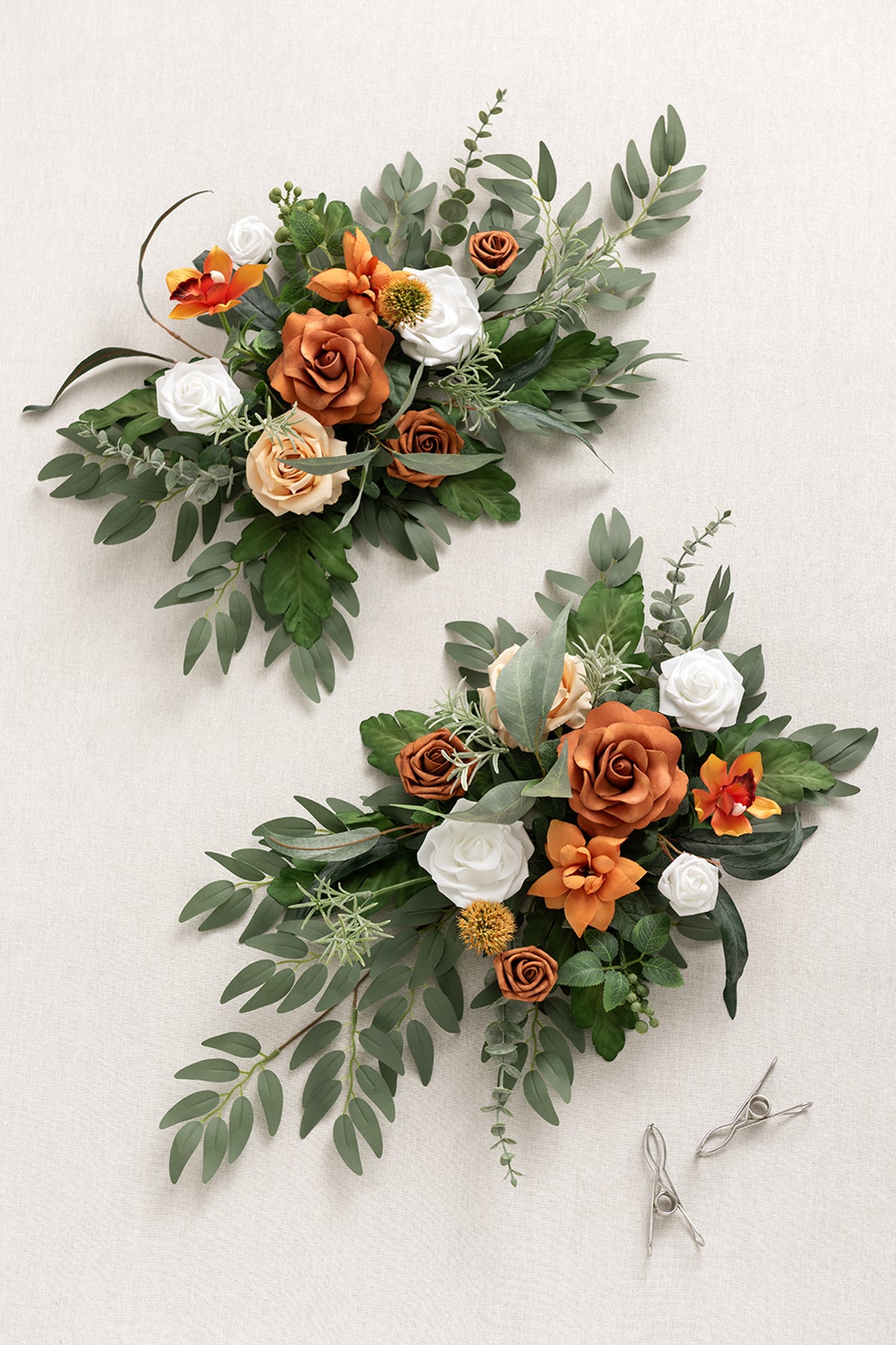 Head Table Floral Swags in Orange & Olive Green