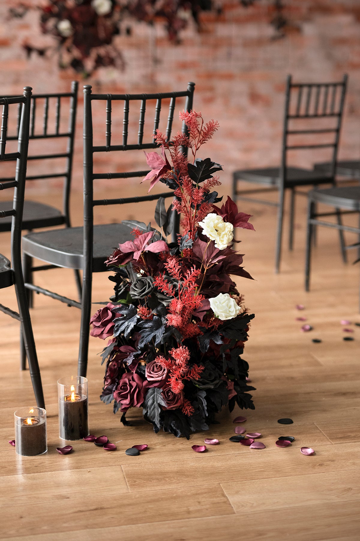 Pre-Arranged Wedding Flower Packages in Moody Burgundy & Black