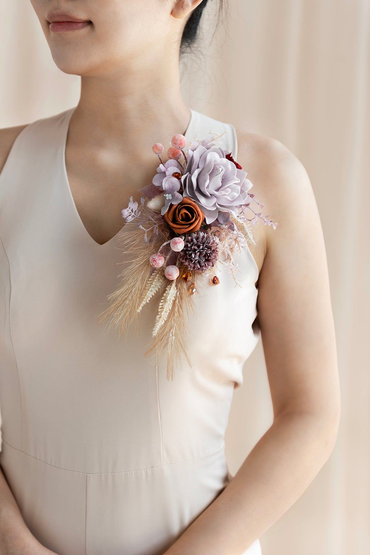 Flash Sale | Shoulder Corsages in Lavender Aster & Burnt Orange