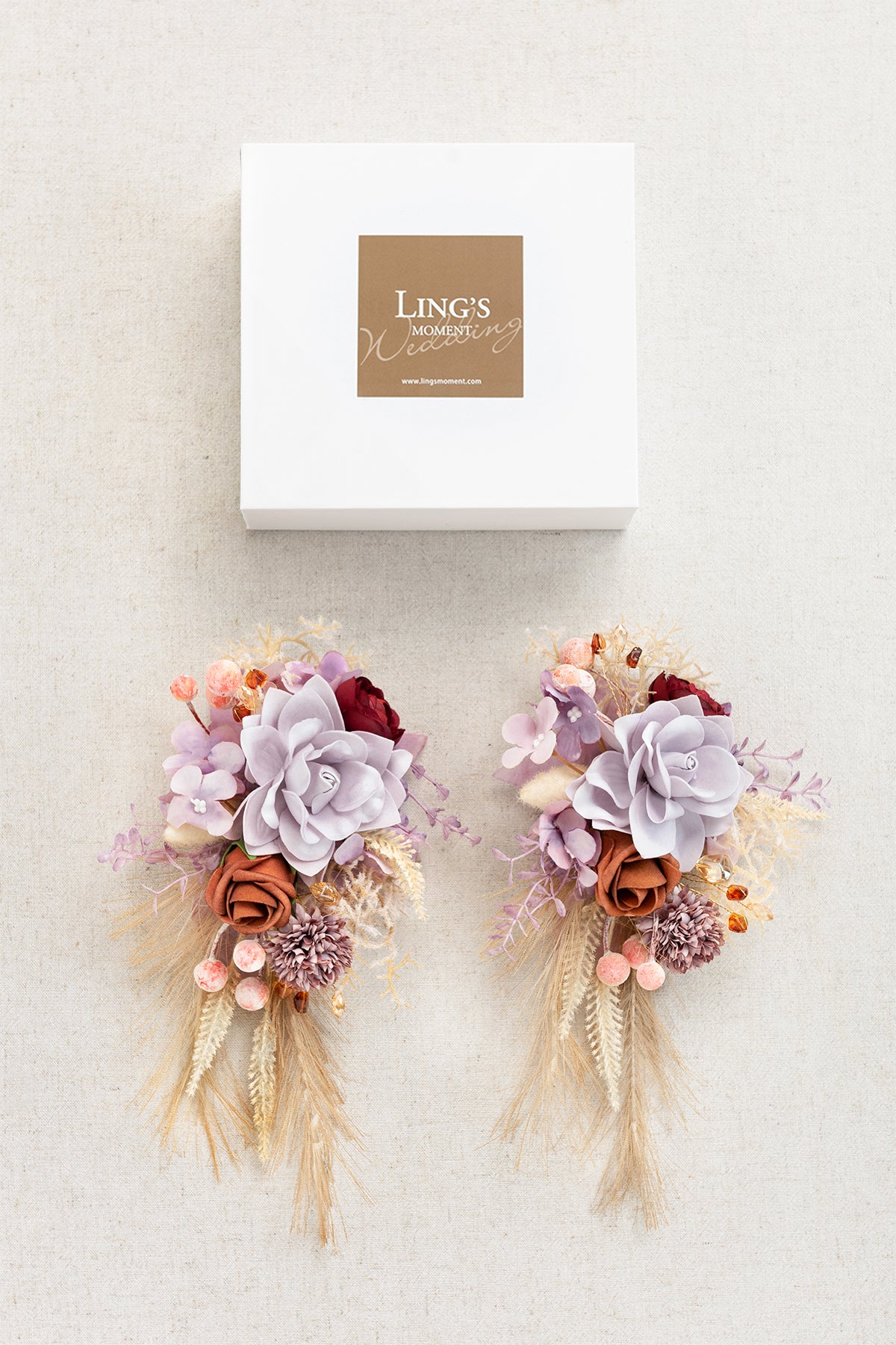 Shoulder Corsages in Lavender Aster & Burnt Orange | Clearance