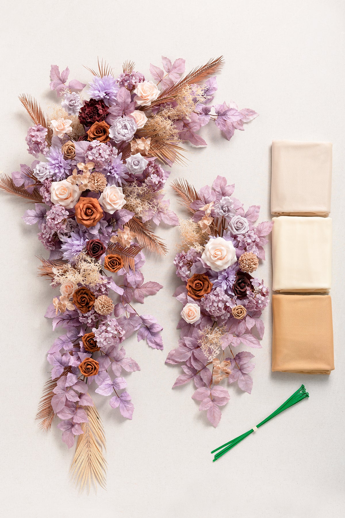 Flower Arch Decor with Drapes in Lavender Aster & Burnt Orange