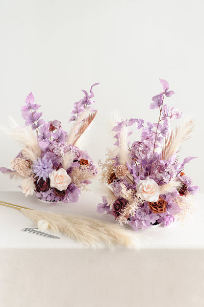 Free-Standing Flower Arrangements in Lavender Aster & Burnt Orange